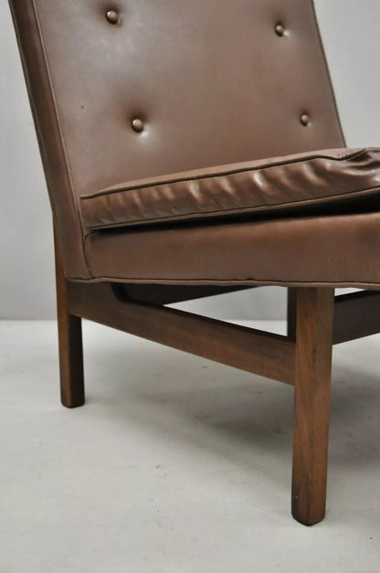 Milo Baughman Thayer Coggin Mid Century Modern Brown Teak Lounge Chairs - a Pair