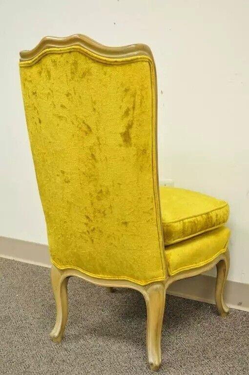 French Louis XV Provincial Style Yellow Boudoir Curved Back Gold Slipper Chair