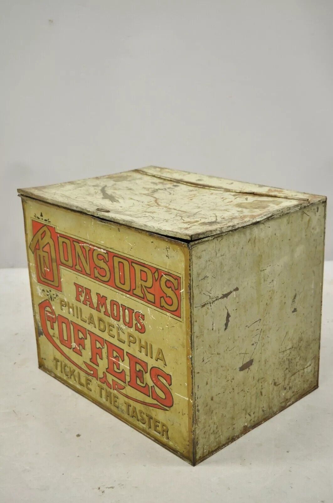 Bonsor's Famous Philadelphia Coffee Tin Metal Storage Bin Tickle the Taster