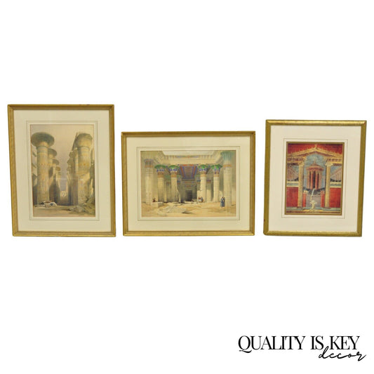 Metropolitan Museum of Art David Roberts Roman Framed Lithograph Prints - 3 Pcs