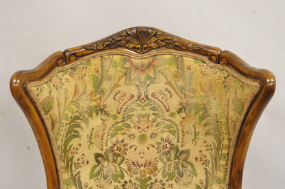 Italian Renaissance Style Carved Wingback Upholstered Armchair