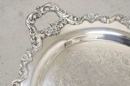 EPCA Poole Silver Co 400 Lancaster Rose Large Silver Plated Serving Platter Tray