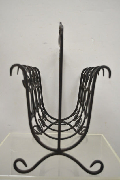 French Style Scrolling Wrought Iron Magazine Rack Stand with Heart