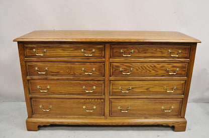 Ethan Allen Canterbury Oak Wood Colonial Style 8 Drawer Dresser Credenza