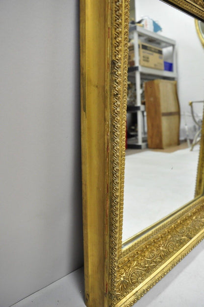 Antique 19th C Victorian Gold Giltwood & Gesso Foliate Design Wall Mirror (A)