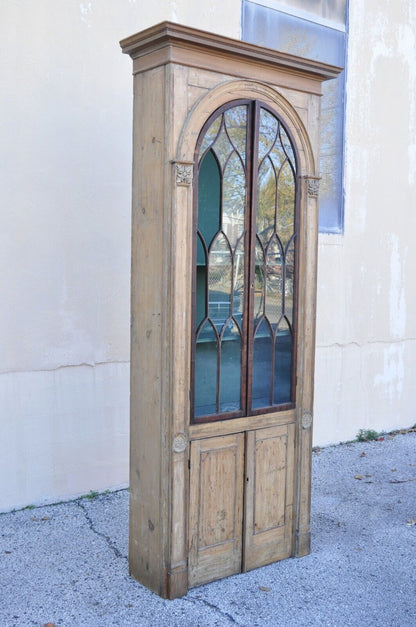 Antique Italian Renaissance 109" Tall Carved Wood Gothic Cupboard Hutch Cabinet