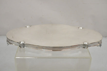 Vintage English LBS Co 982 Silver Plated Scalloped Oval Pierced Gallery Tray