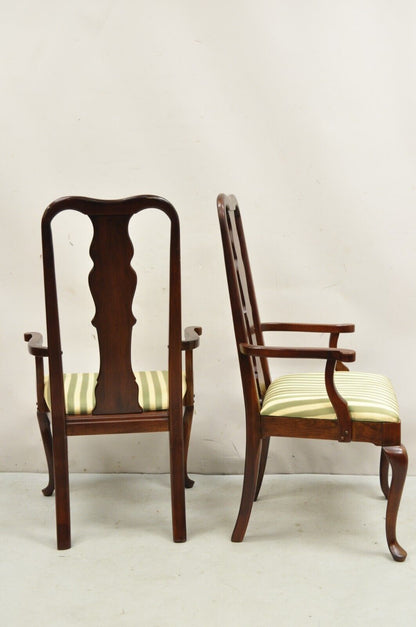 Vintage Thomasville Queen Anne Style Cherry Wood Dinning Arm Chairs - a Pair