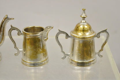 Vintage Federal Style Small Indian Silver Plated Coffee Tea Set w/ Wilcox Tray