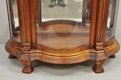 Pulaski Empire Style Cherry Wood Large Bowed Glass Curio Display Cabinet