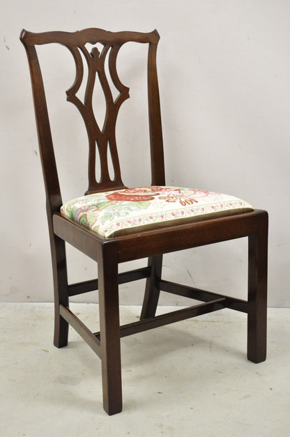 Vintage Chippendale Georgian Style Solid Mahogany Dining Side Chairs - Set of 4