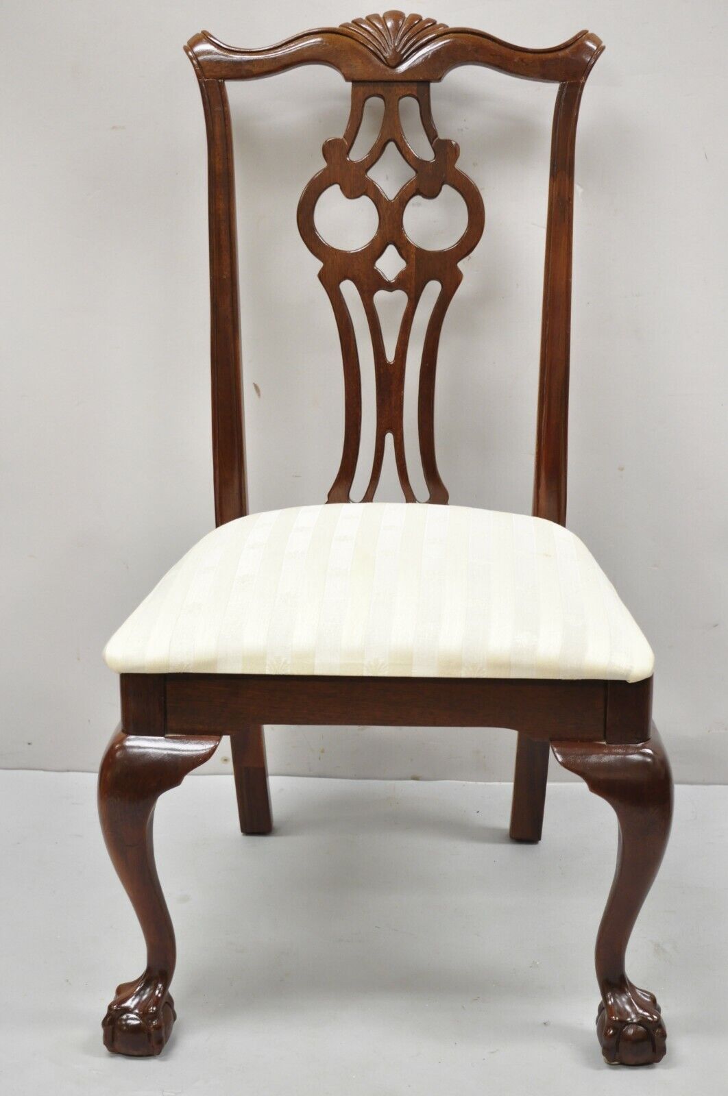 Vintage American Drew Cherry Wood Chippendale Style Dining Chairs - Set of 6