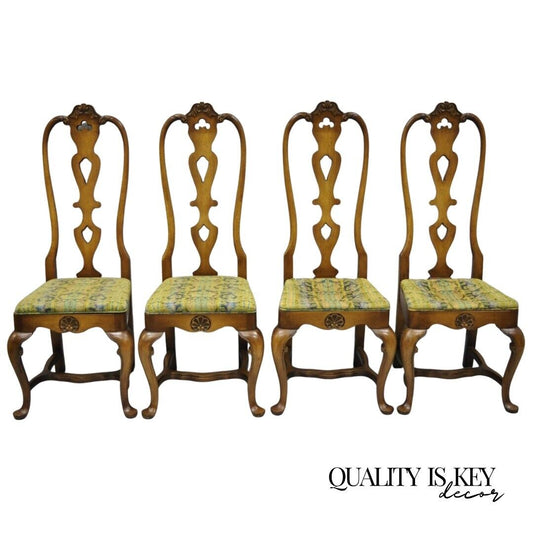 Italian Baroque Swedish Rococo Style High Back Dining Side Chairs - Set of 4
