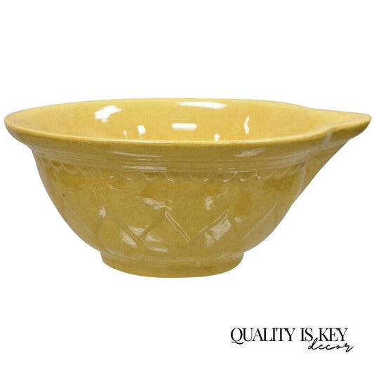 American Provincial Country Primitive Yellow Pottery Ceramic Wash Basin Bowl