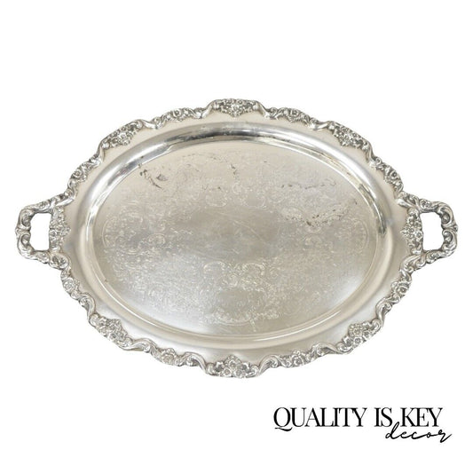 EPCA Poole Silver Co 400 Lancaster Rose Large Silver Plated Serving Platter Tray