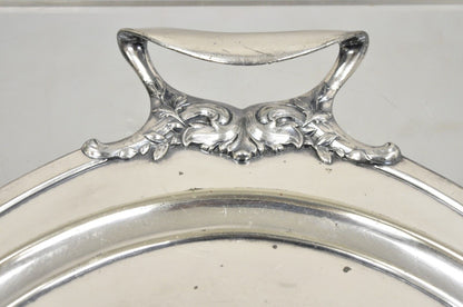 Antique Victorian Silver Plated Meriden B Co. Oval Serving Platter Tray Engraved