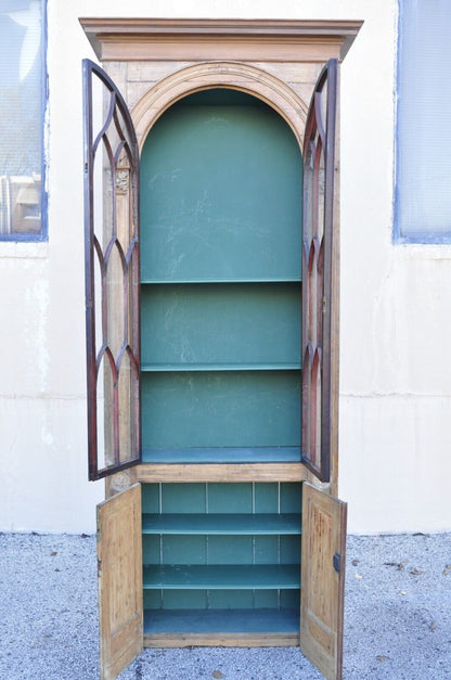 Antique Italian Renaissance 109" Tall Carved Wood Gothic Cupboard Hutch Cabinet