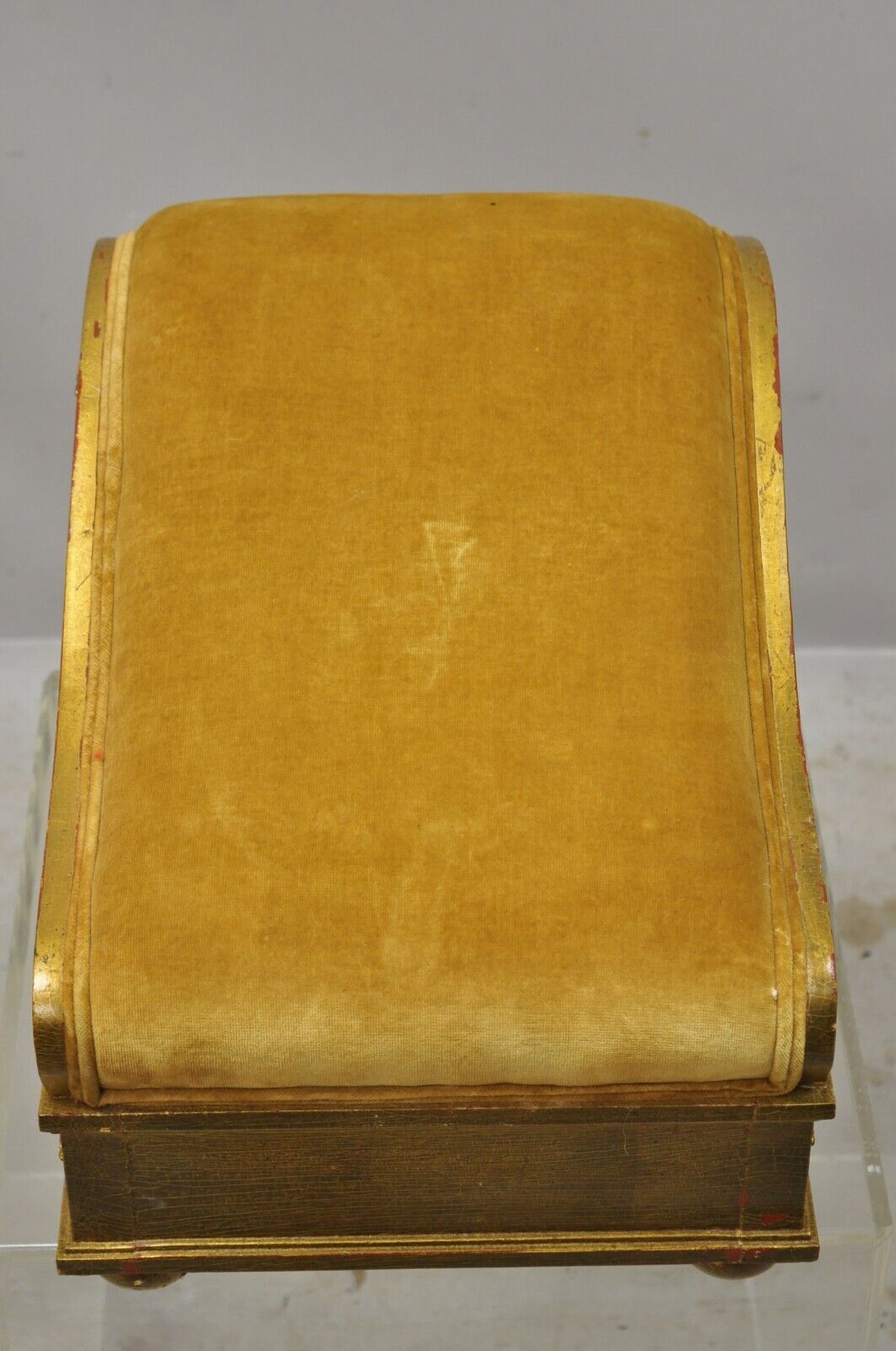 Vintage Italian Empire Style Gold Giltwood Swedish Gout Stool Footstool Ottoman