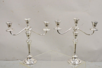 Gorham YC3031 3 Arm Branch Colonial Silver Plated Candle Candelabra - a Pair