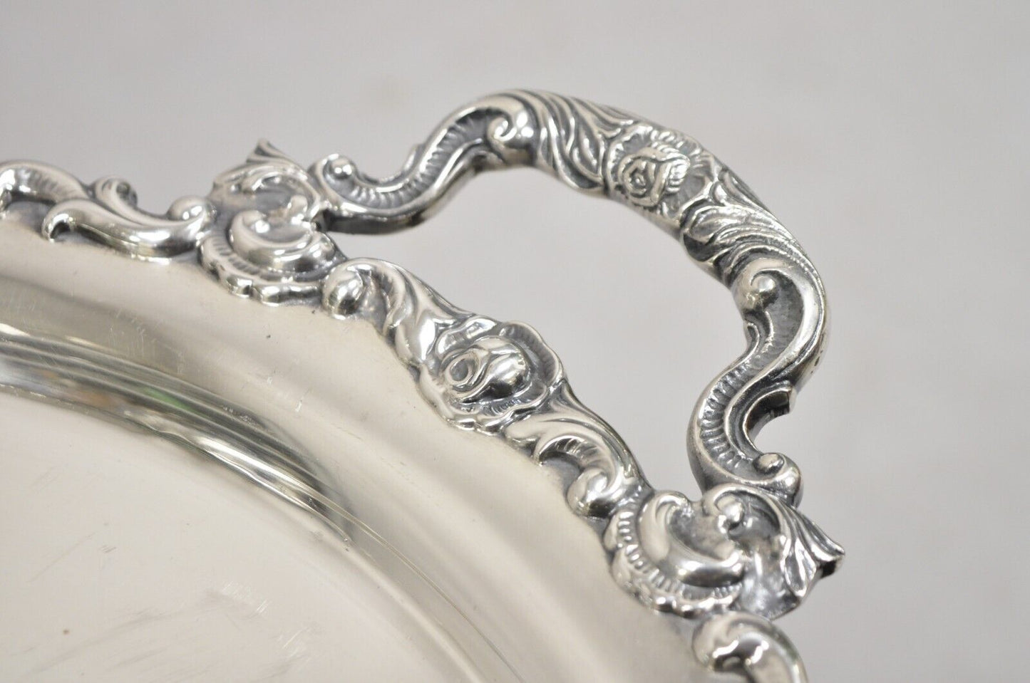 Vintage Alpaka Victorian Style Oval Silver Plated Serving Platter Tray