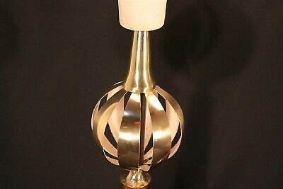 Pair of Vintage Mid Century Modern Lightolier Brass Orb Lamp Gerald Thurston