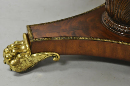 Maitland Smith French Empire Regency Leather Top Brass Paw Feet Center Table