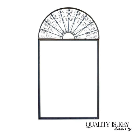 Vintage Wrought Iron Arch Top 8' Full Length Floor Mirror Frame Garden Element B
