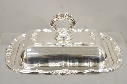 Vintage English Silver Mfg Co Silver Plated Covered Twin Serving Platter Dish