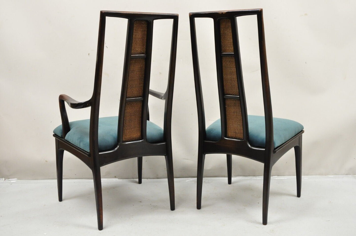 Vintage John Stuart Cane Back Mid Century Modern Asian Dining Chairs - Set of 10