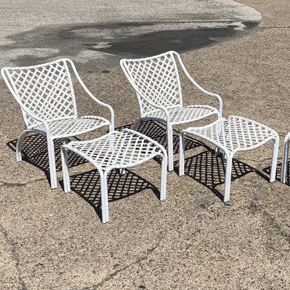 Brown Jordan Tamiami Aluminum Vinyl Strap Pool Patio Chair & Ottoman - 4 Sets