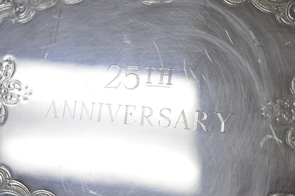 Vintage Gorham YC777 Victorian Silver Plated Tray "25th Anniversary" Engraved