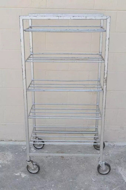 Vintage Industrial Metal Rolling 5 Tier Bakery Bakers Cart Display Shelf Rack