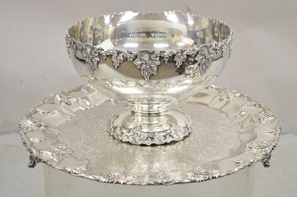 Webster Wilcox International Grapevine Silver Plated Punch Bowl Set - 14 Pcs