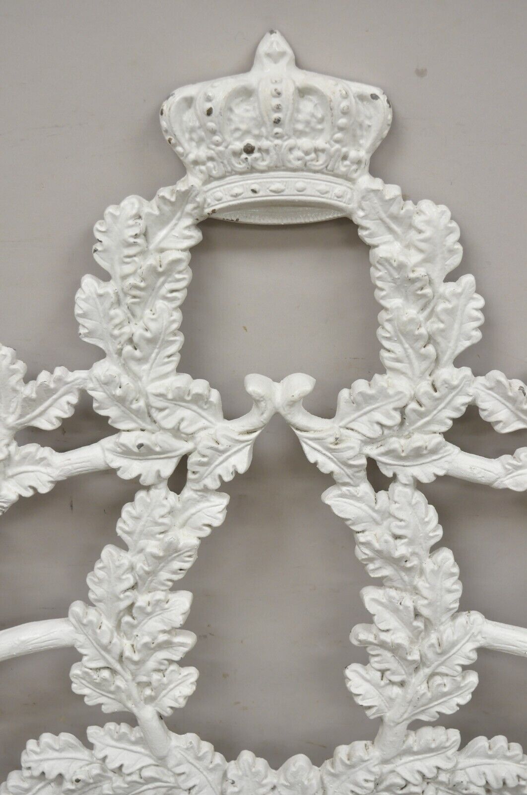 Vintage French Rococo Style Crown Branch & Leaf Twin Single Cast Iron Headboard