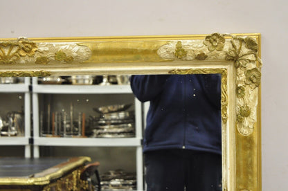 Vintage FJ Newcomb Italian Regency Style Gold Cream Gilt Rectangular Wall Mirror