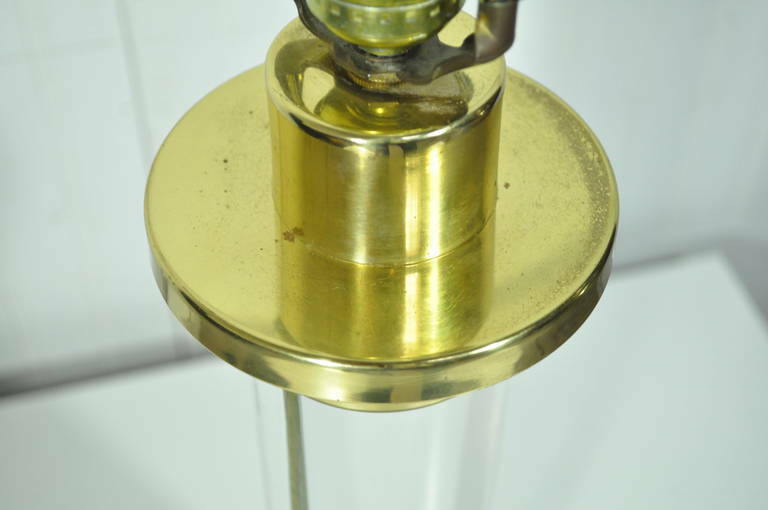 Vintage Frederick Cooper Lucite and Brass Column Table Lamp after Karl Springer