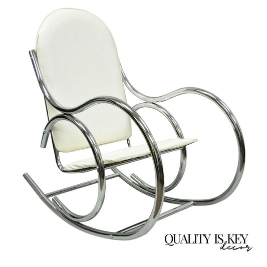 Mid Century Modern Sculptural Chrome Thonet Rocking Chair Rocker Milo Baughman