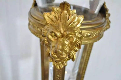 19th C French Neoclassical Bronze Figural Lion Plant Stand Vase Pedestal