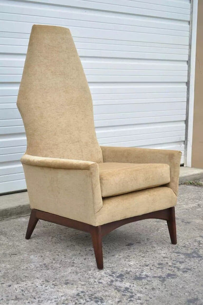 Mid Century Modern Adrian Pearsall Style Beige Diamond Back Walnut Lounge Chair