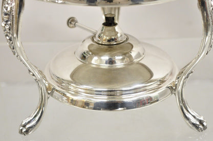 Vintage English Victorian Style Silver Plated Chafing Dish Warmer on Stand