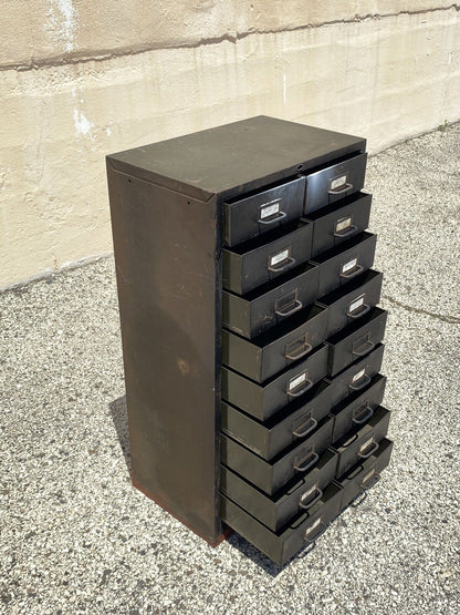 Vintage Industrial Steel Metal 18 Drawer Machinist Chest Garage Parts Cabinet