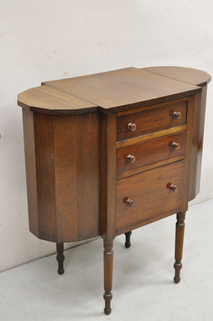 Vintage Martha Washington Colonial Mahogany Sewing Stand Side Table Cabinet