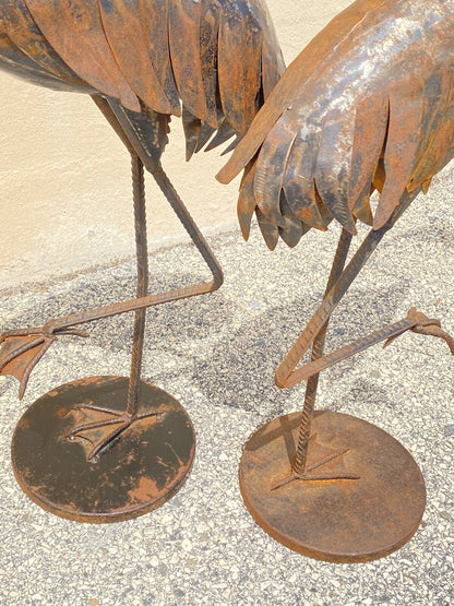 Decorator Steel Metal Heron Bird Flamingo Garden Sculpture Statue - a Pair