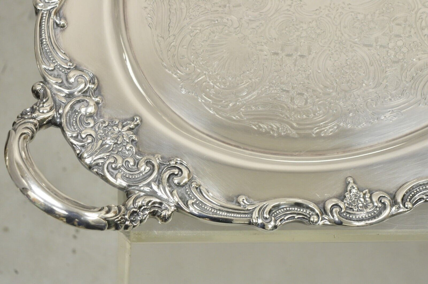 Reed & Barton 1955 25 Silver Plated Oval Twin Handle Large Serving Platter Tray