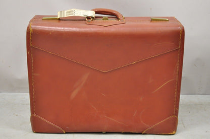 Vintage Genuine Top Grade Cowhide Brown Leather 24" Suitcase Luggage