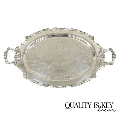 Vintage WSB English Victorian Style Oval Silver Plated Serving Platter Tray