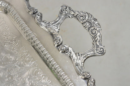 English Silver Mfg Large Victorian Ornate Silver Plated Serving Platter Tray