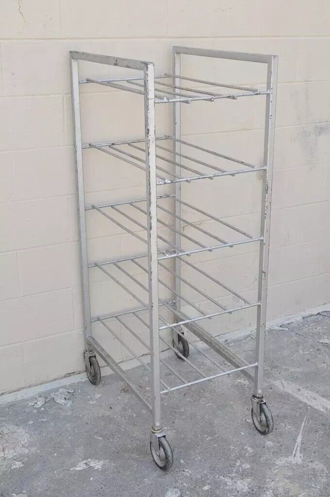 Vintage Industrial Metal Rolling 5 Tier Bakery Bakers Cart Display Shelf Rack