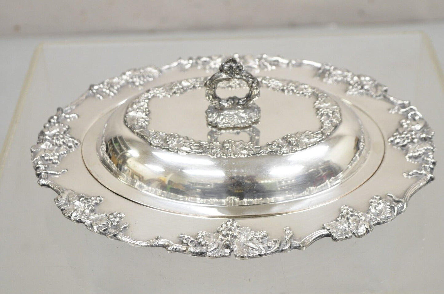 Vintage Victorian Silver Plated Oval Covered Vegetable Dish Serving Platter