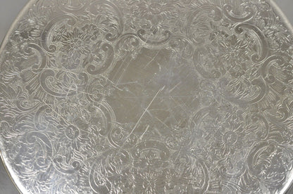 Vintage Strachan Floral Etched Victorian Silver Plated 8" Coaster Trivet - Set 6